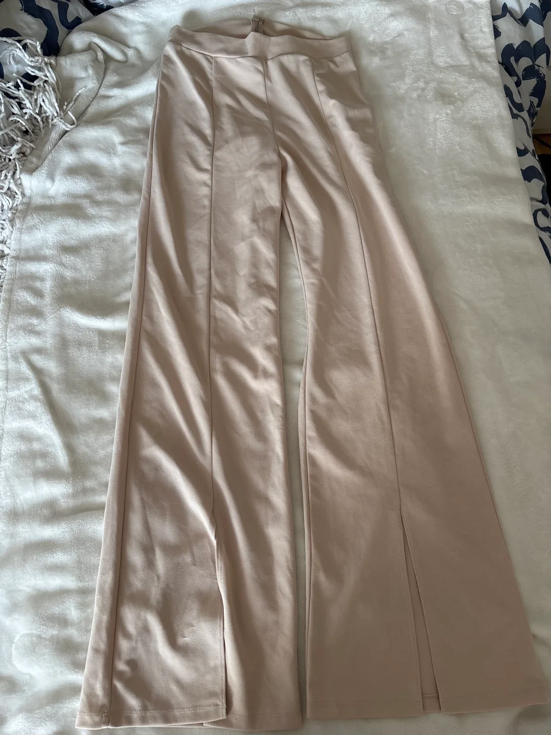 Fashion Nova Beige Wide Leg Pants thumbnail