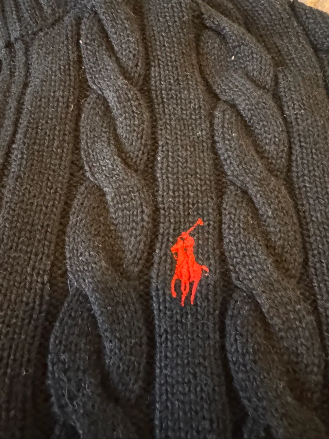 Polo Ralph Lauren Black Cable Knit Sweater image indicator(3)