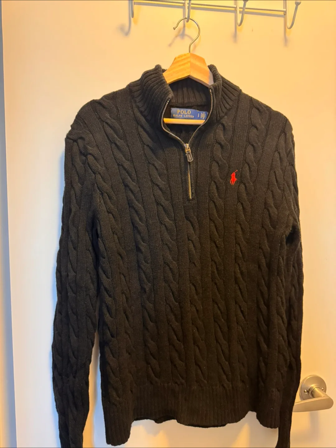 Polo Ralph Lauren Black Cable Knit Sweater image indicator(2)