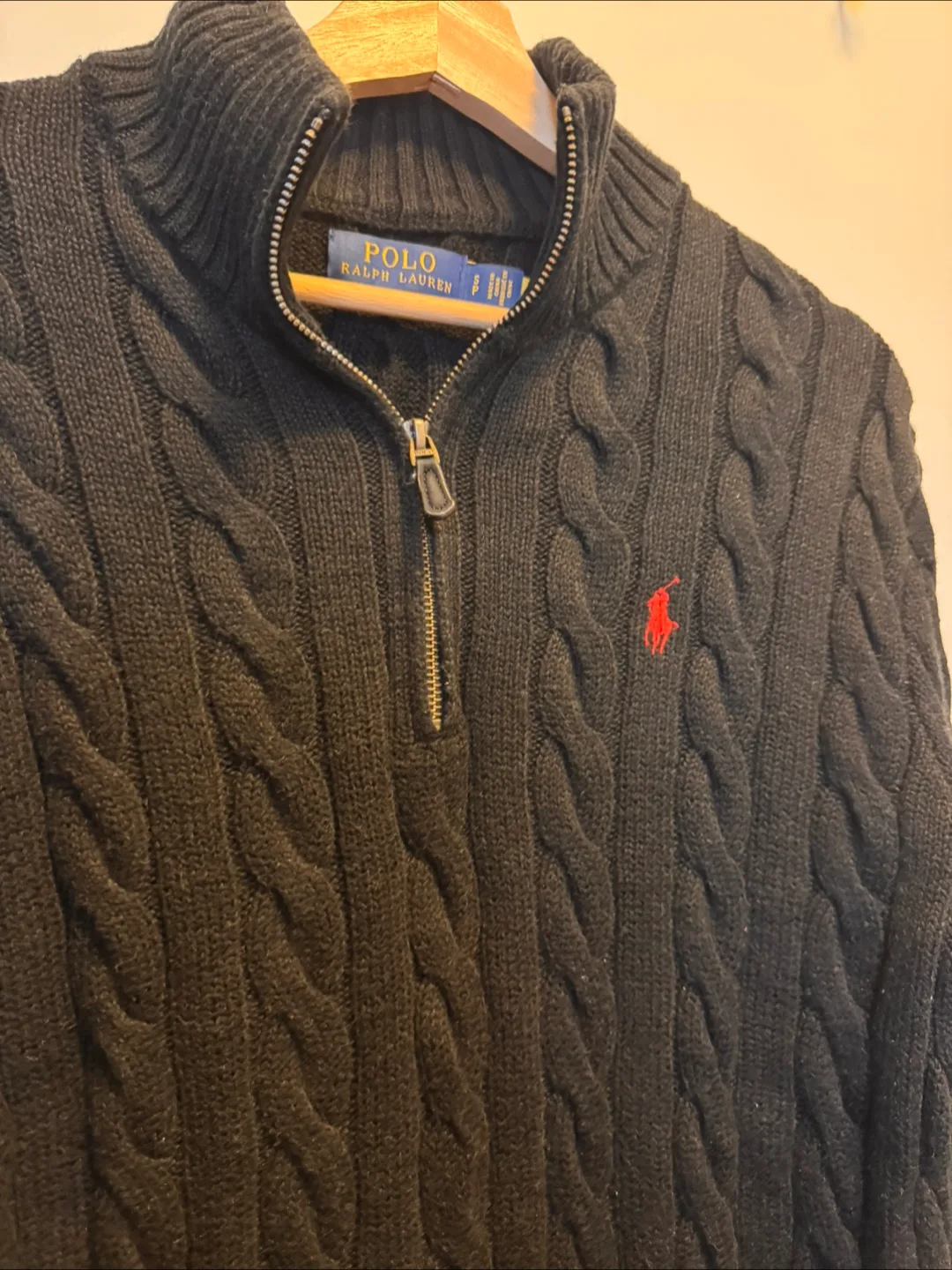 Polo Ralph Lauren Black Cable Knit Sweater thumbnail