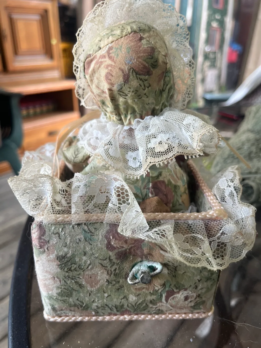 Vintage Musical Doll in Basket image indicator(2)