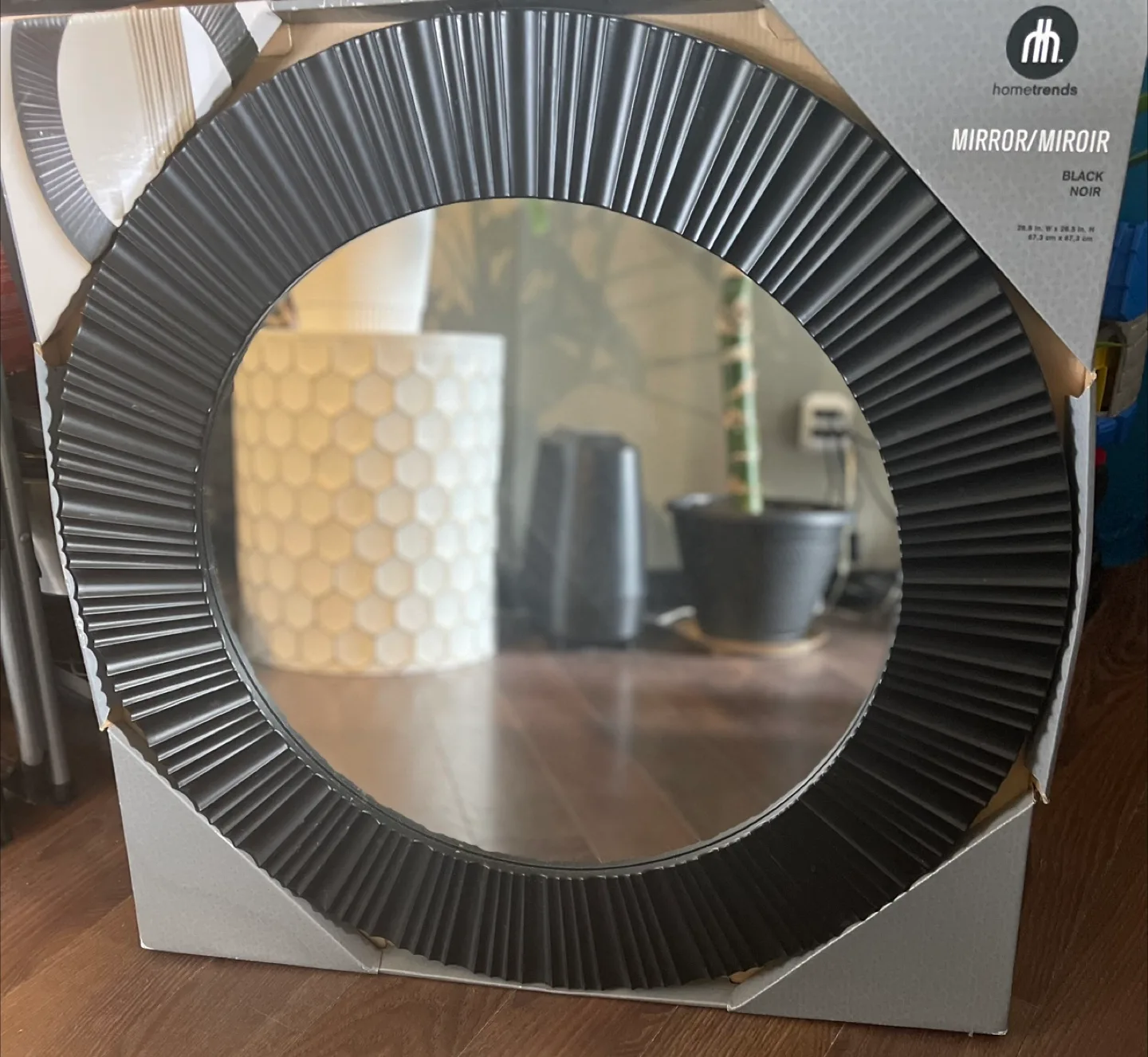 hometrends Black Round Mirror - 28.5 in thumbnail