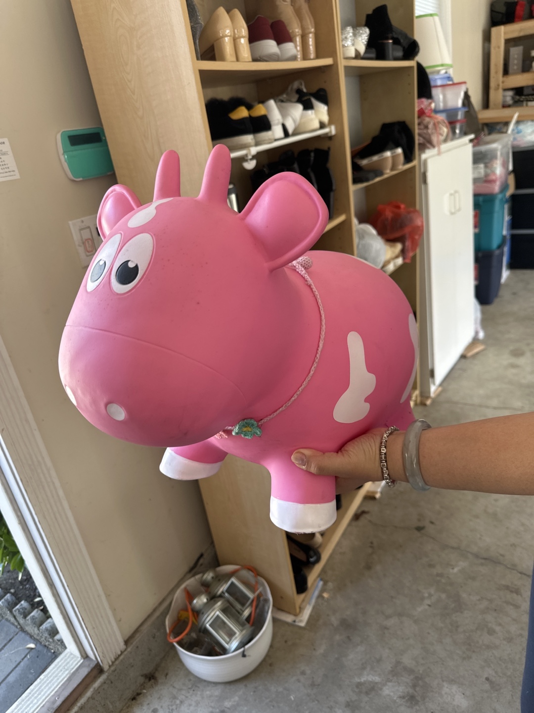 Pink Inflatable Cow Hopper Toy