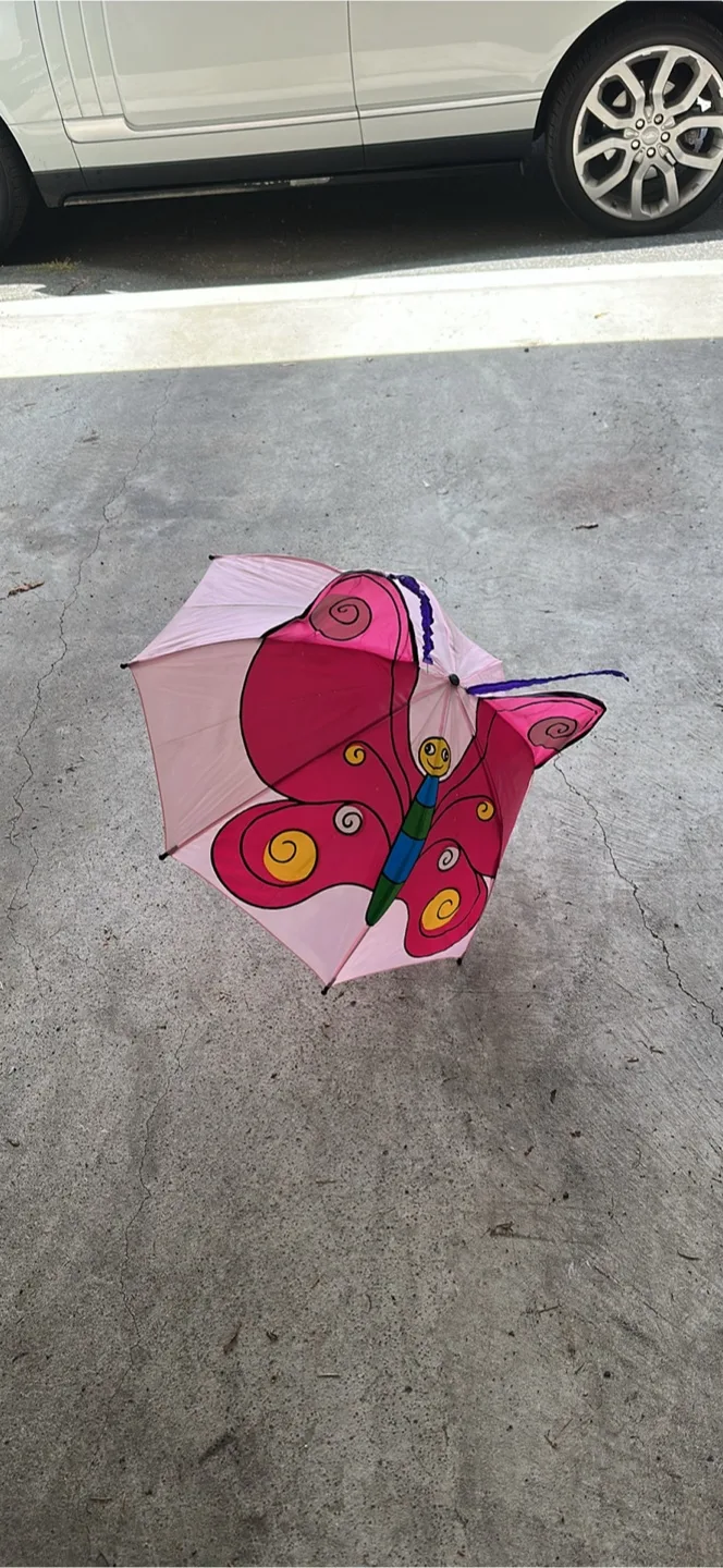 Pink Butterfly Kids Umbrella