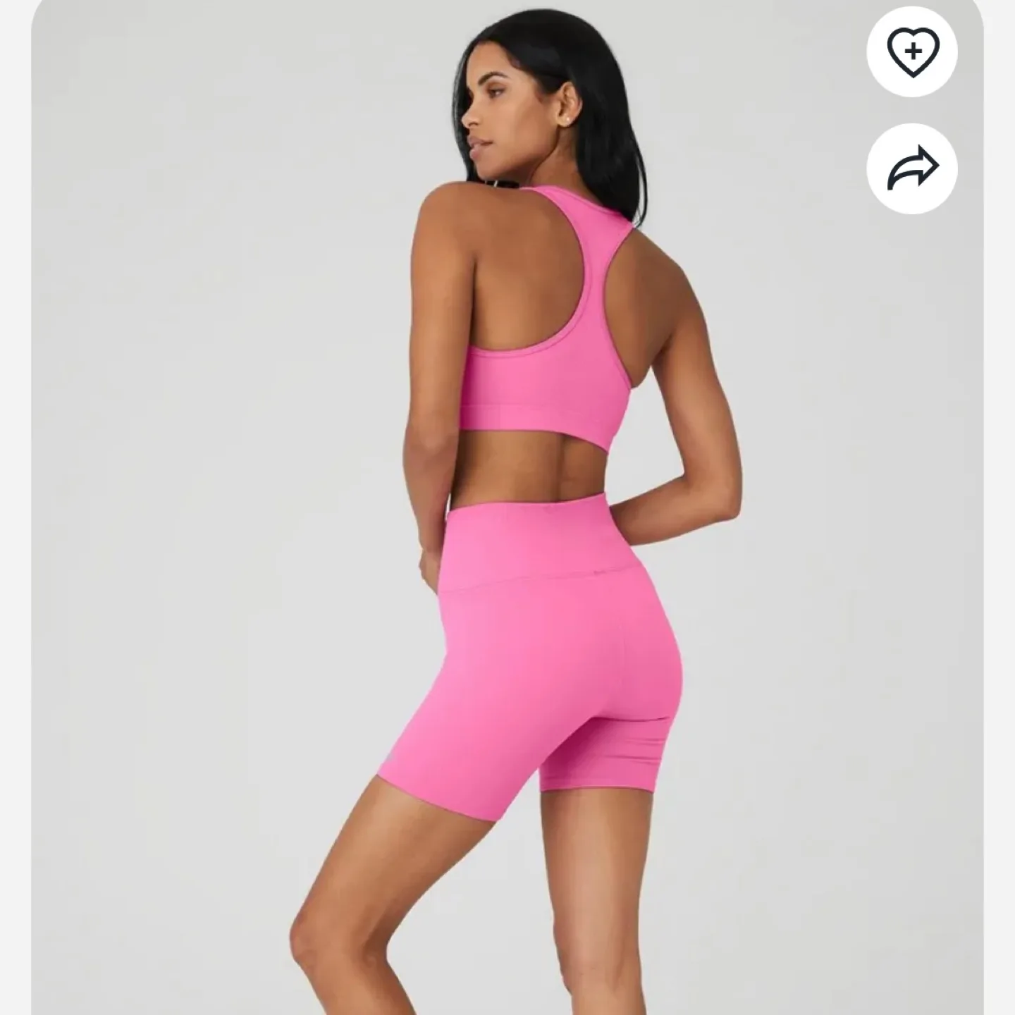 ALO Yoga Ribbed Crop Bra & Biker Shorts Set - Pink image indicator(2)