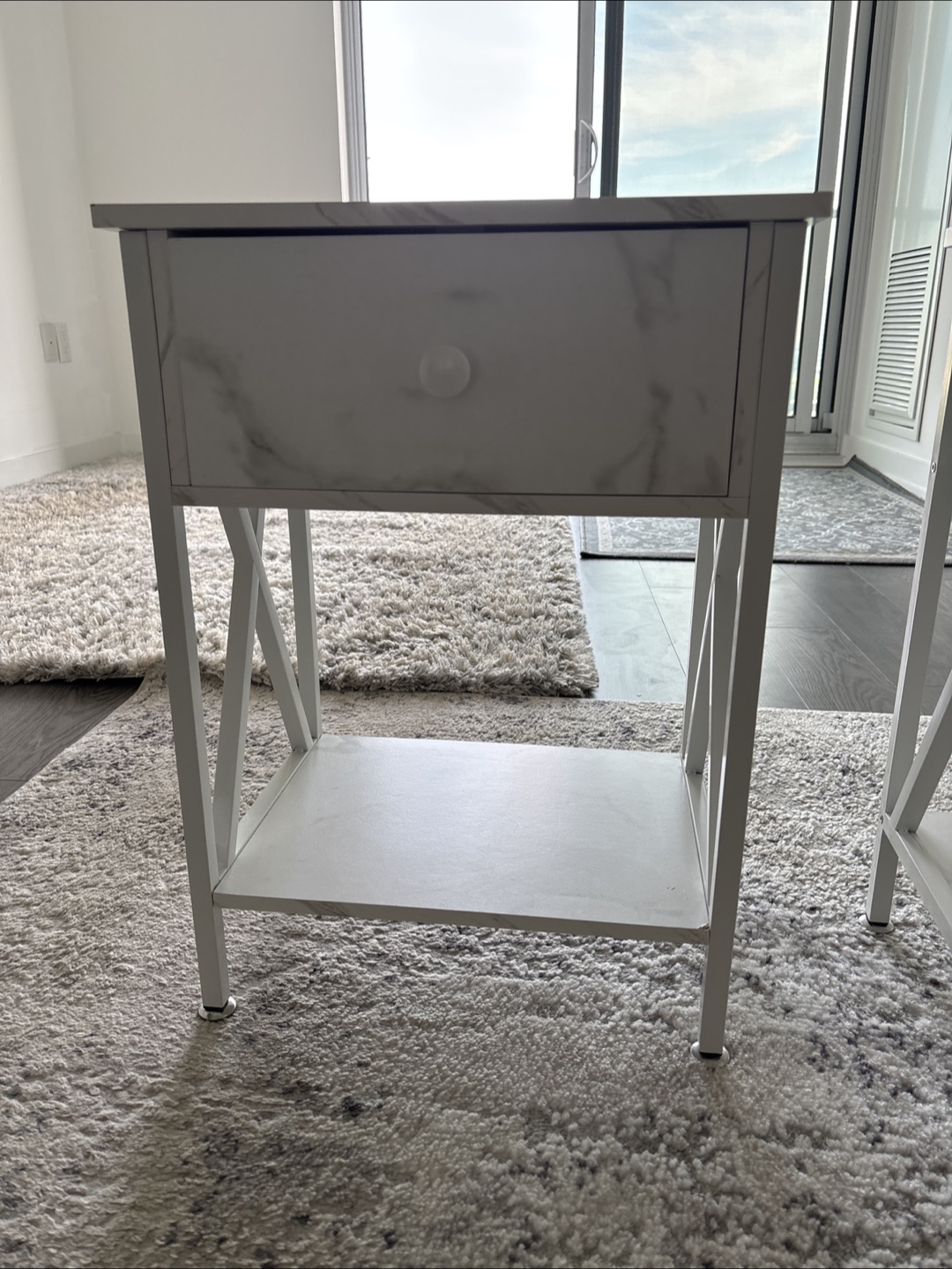 White Marble Top Nightstands - Set of 2 - photo 4