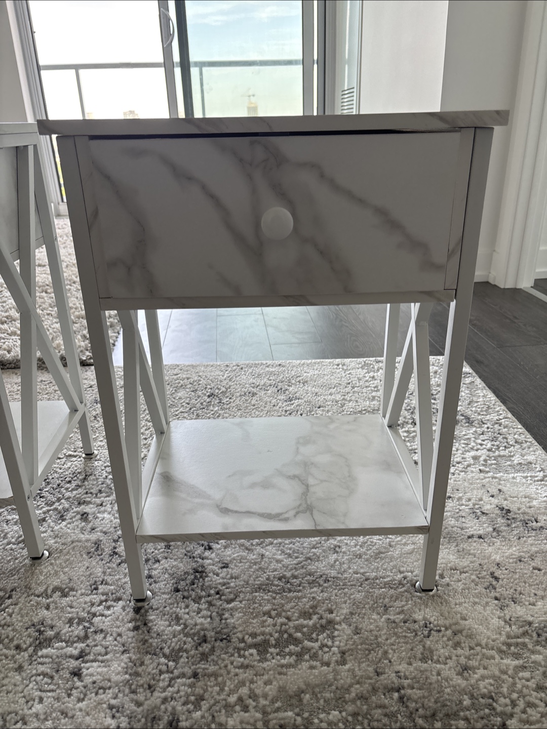 White Marble Top Nightstands - Set of 2 - photo 3