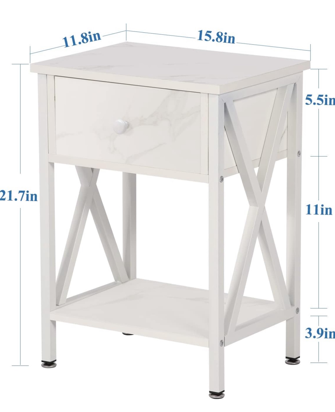 White Marble Top Nightstands - Set of 2 - photo 5