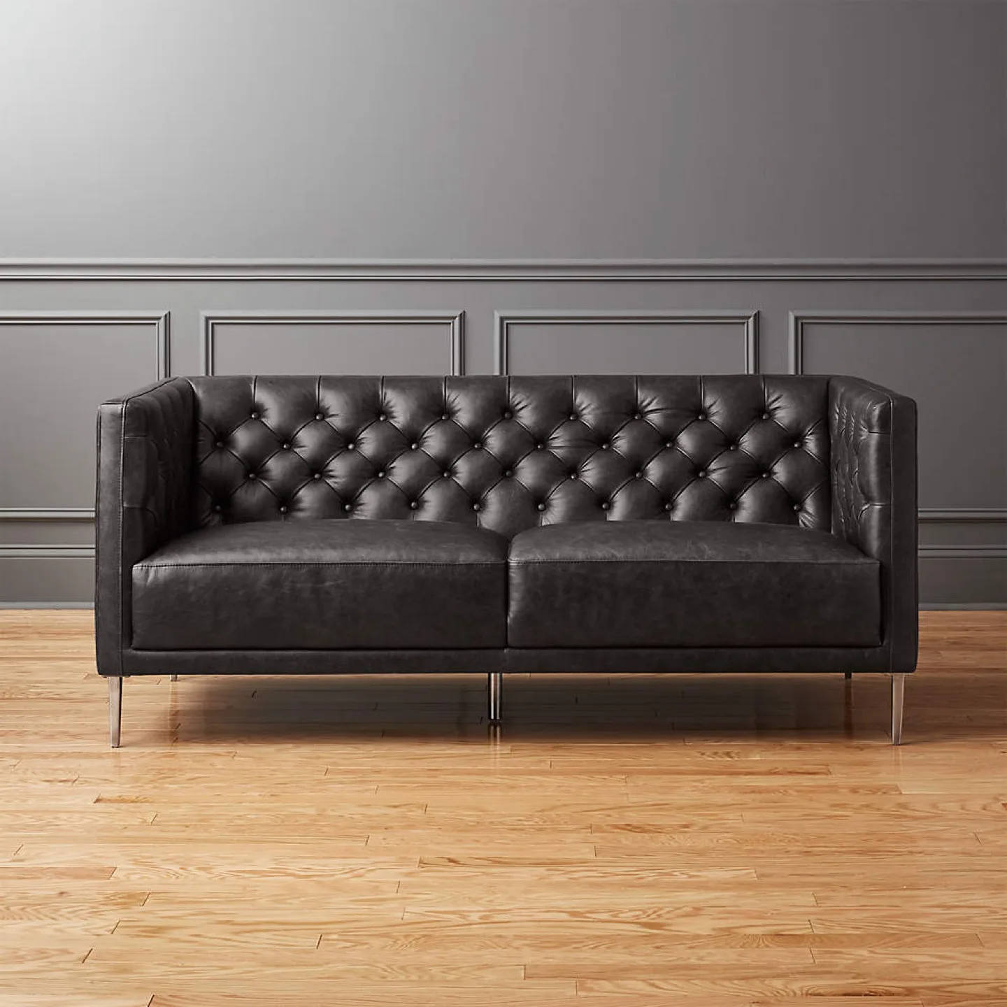 CB2 Savile Tufted Leather Sofa thumbnail