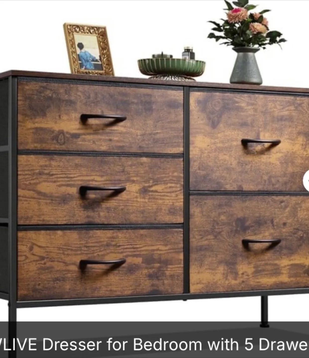 WLive 5-Drawer Dresser - Rustic Brown thumbnail