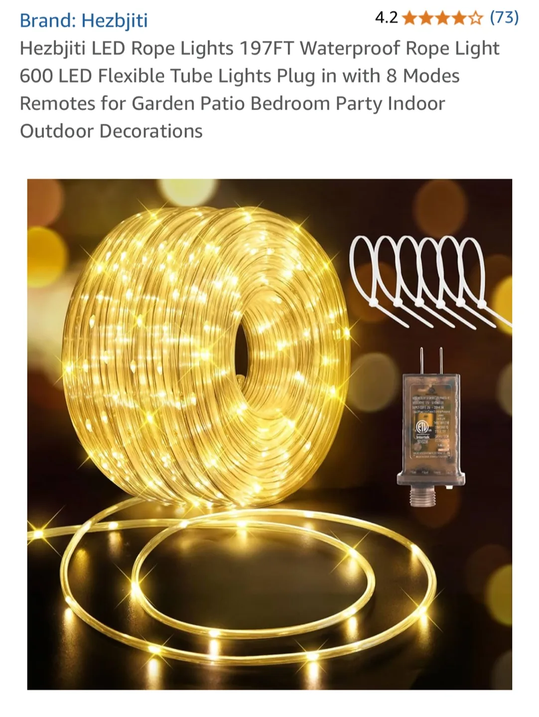 Hezbjiti LED Rope Lights - 197FT Waterproof thumbnail
