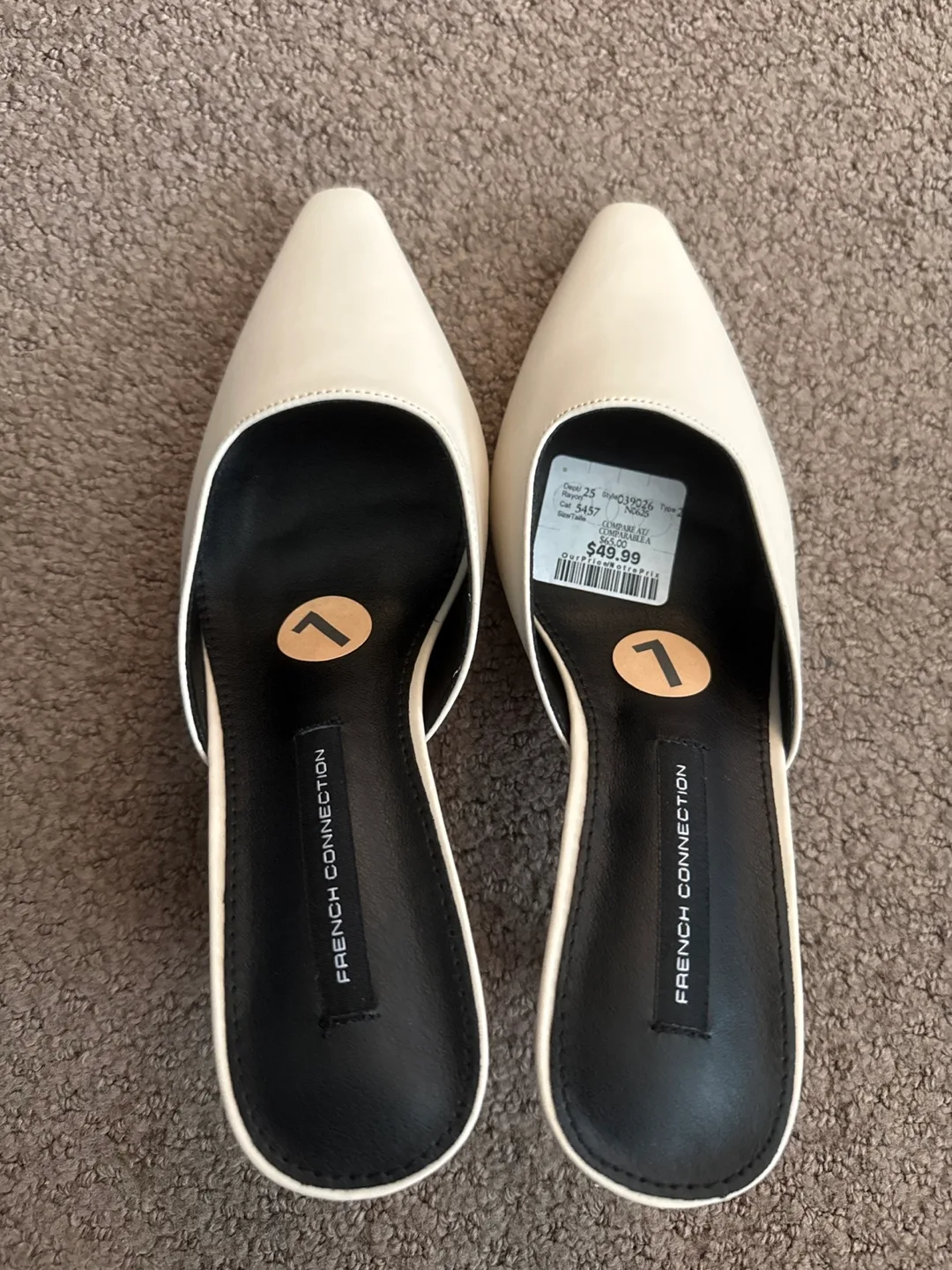 French Connection White Mules - Size 7 thumbnail
