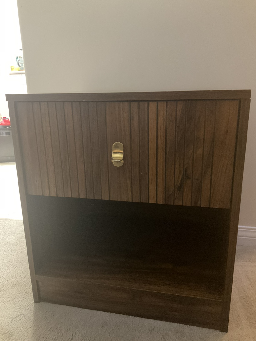 Wood Veneer Nightstand with Drawer - photo 2