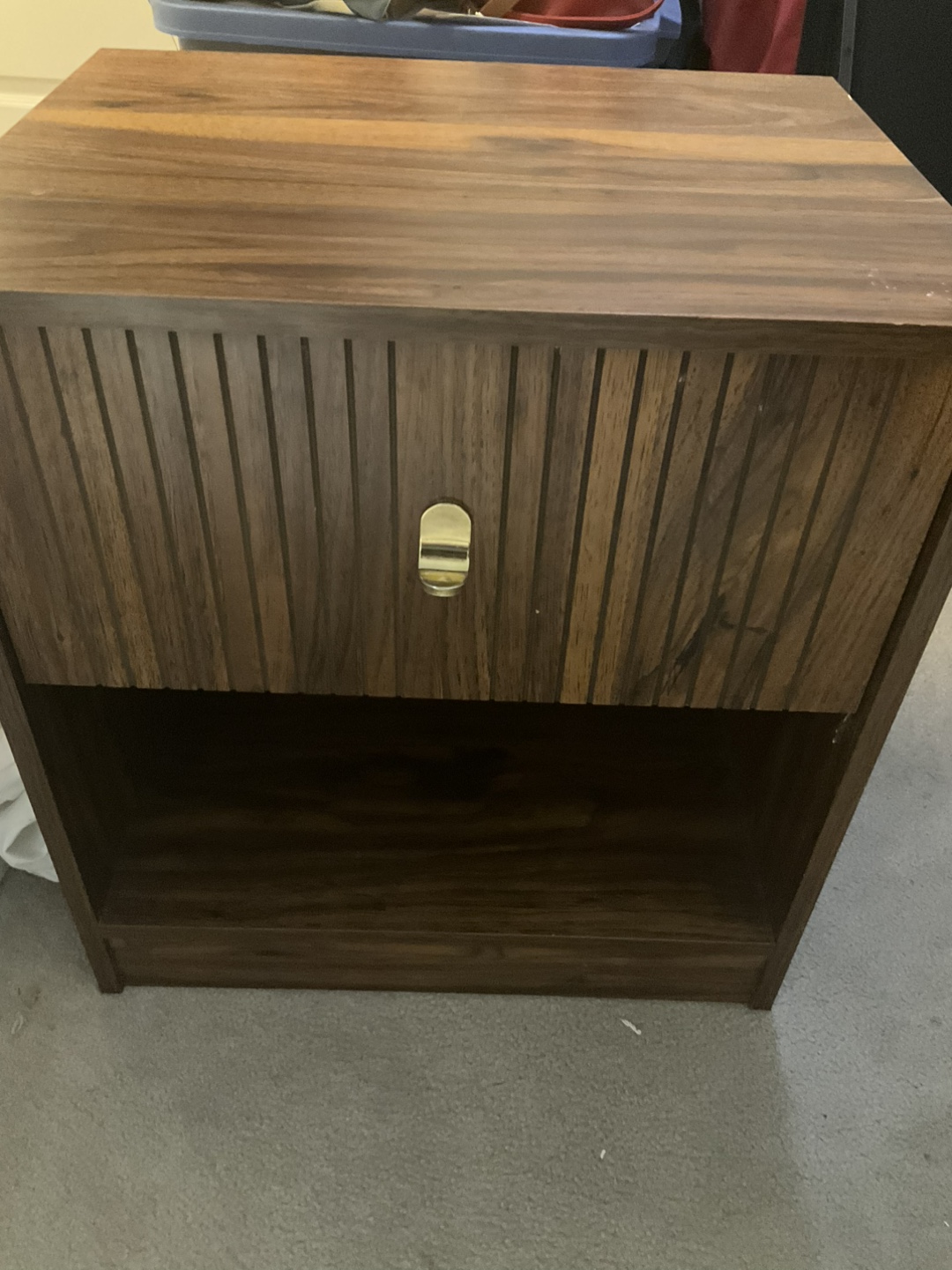 Wood Veneer Nightstand with Drawer