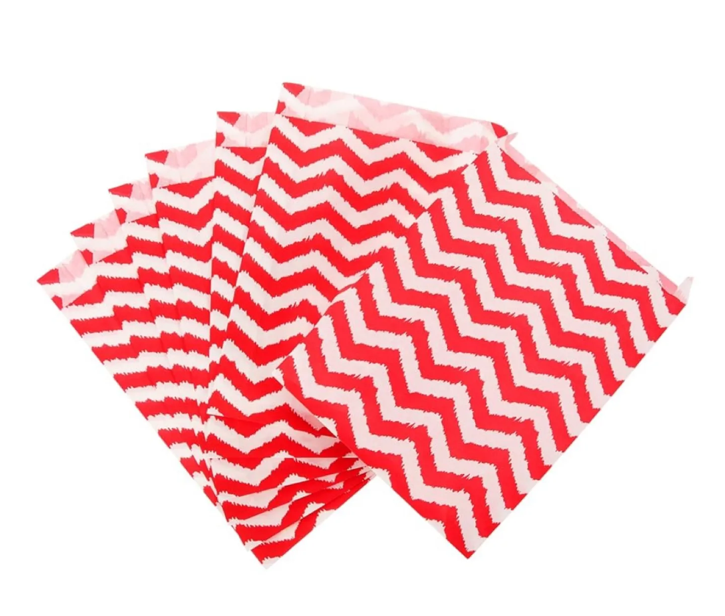 100 Red & White Chevron Paper Sandwich /Treat Bags thumbnail