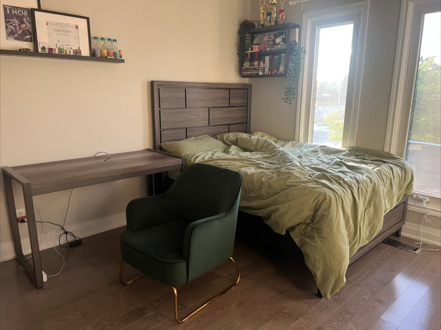 Bedroom set -  bed frame + height raiser, armchair, desk thumbnail