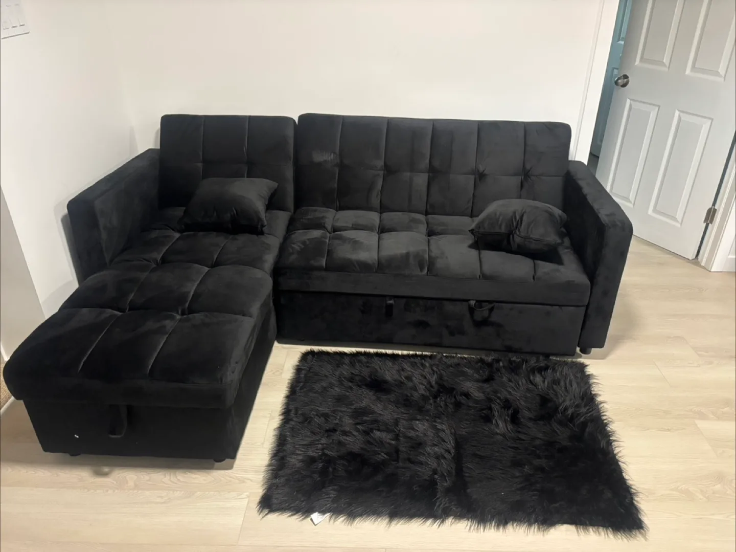 Black Sectional Sofa Bed with Storage image indicator(4)