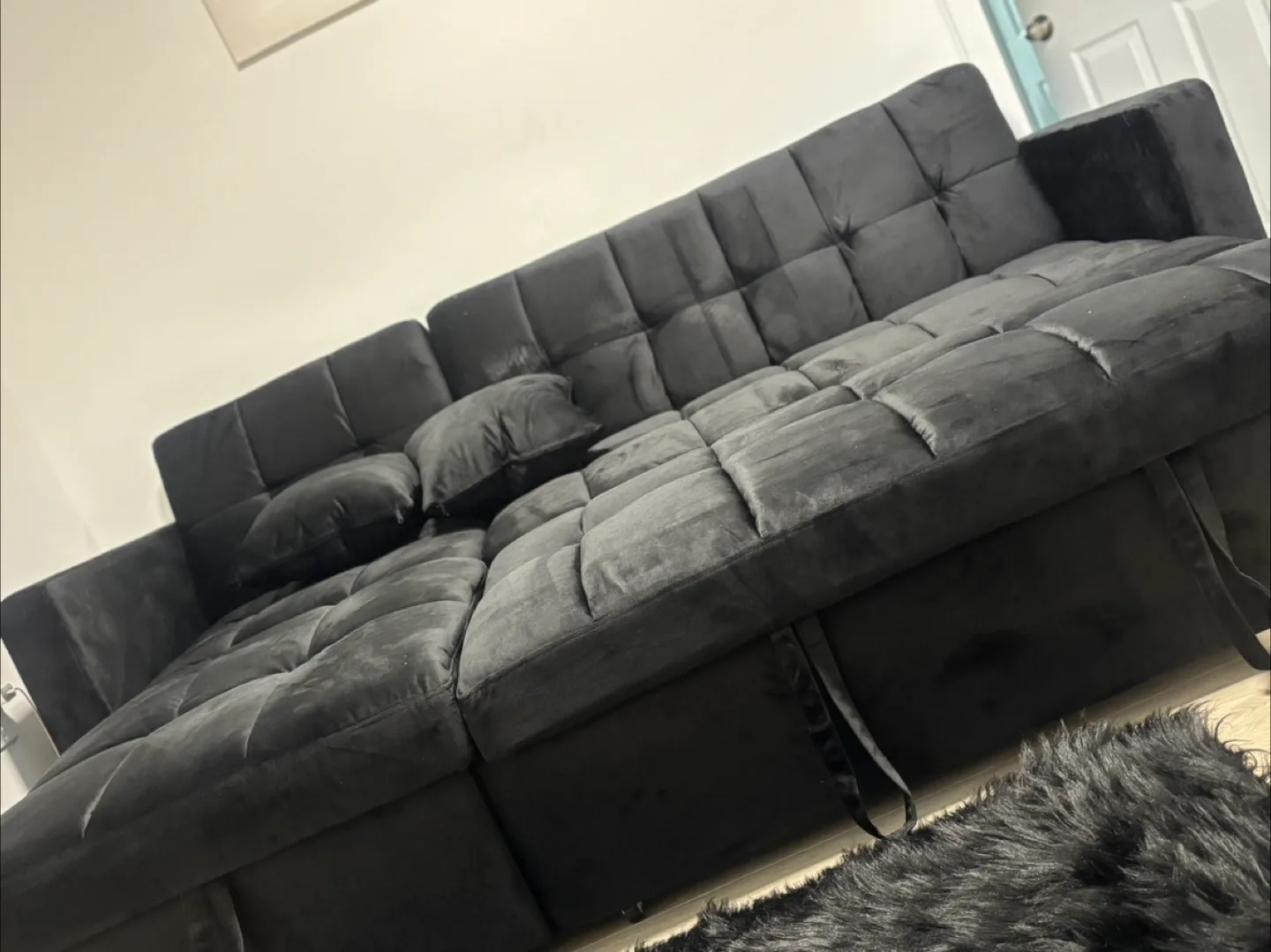 Black Sectional Sofa Bed with Storage image indicator(2)