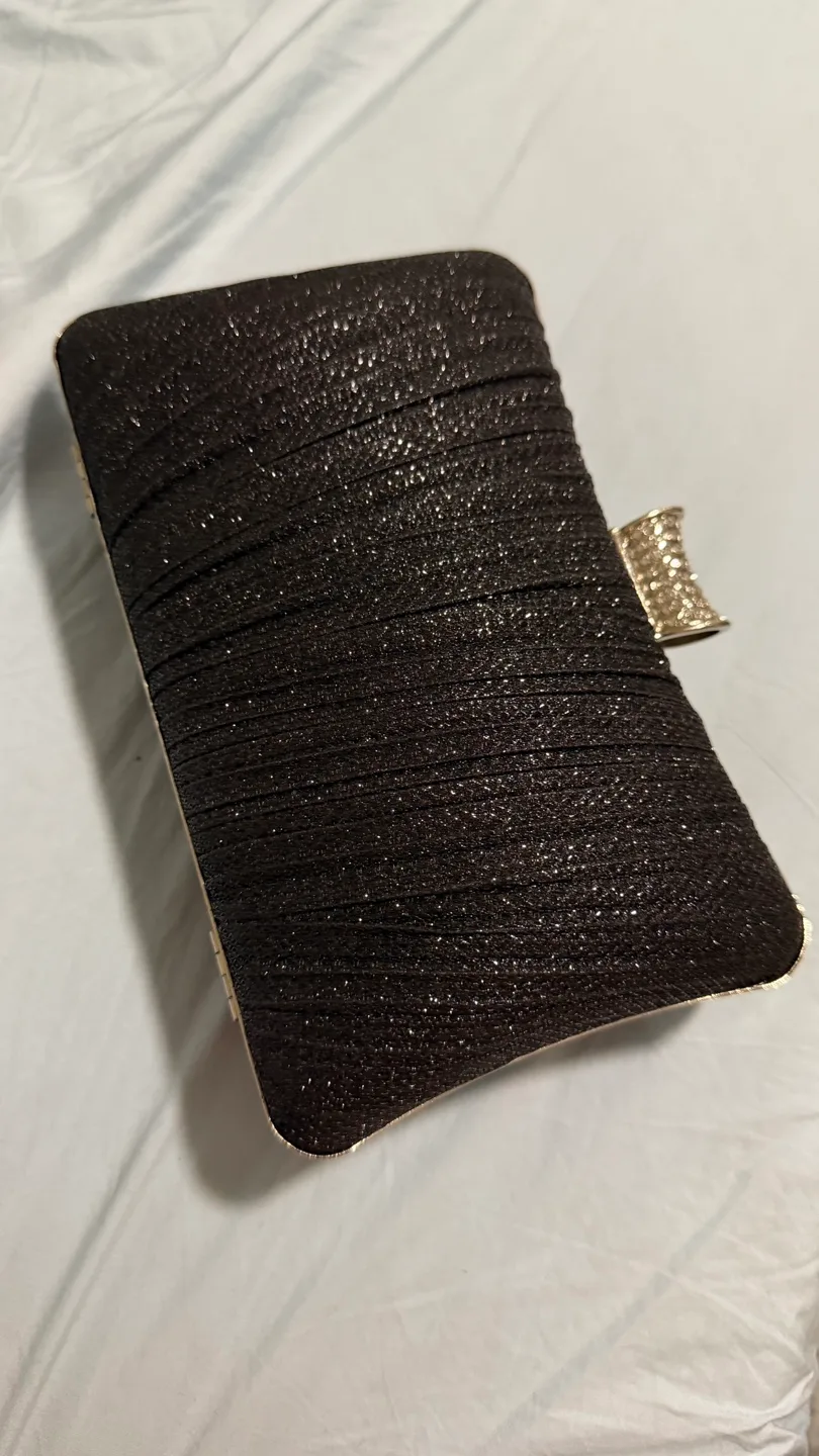 Black Glitter Clutch with Chain Strap thumbnail