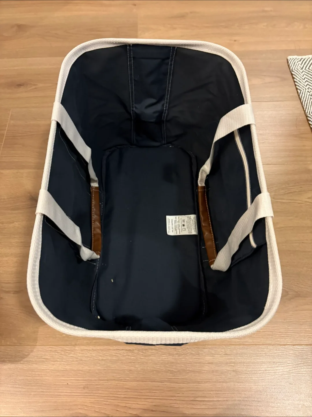 Foldable Navy Blue Storage Bin with Handles thumbnail