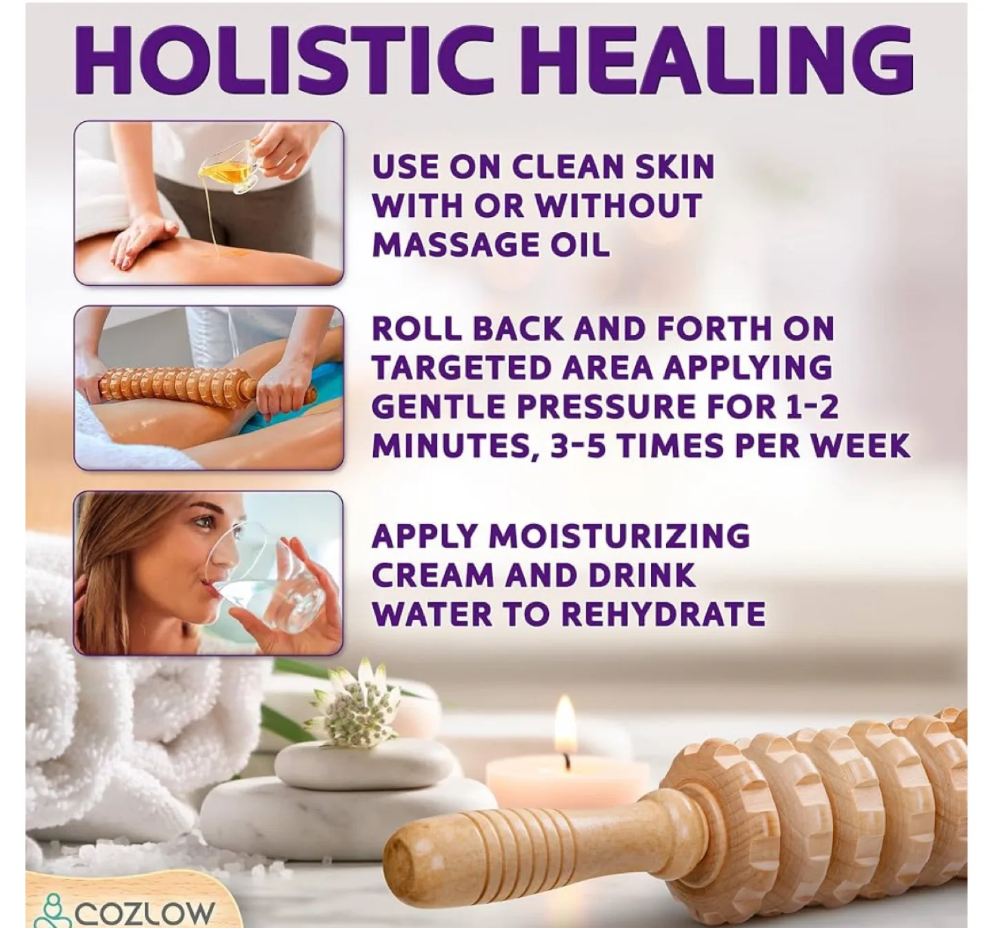 Cozlow Wood Massage Roller image indicator(6)