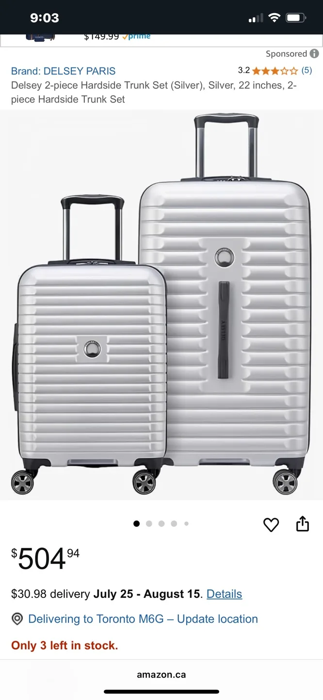 Delsey Paris 2-Piece Hardside Trunk Set (Silver) image indicator(2)