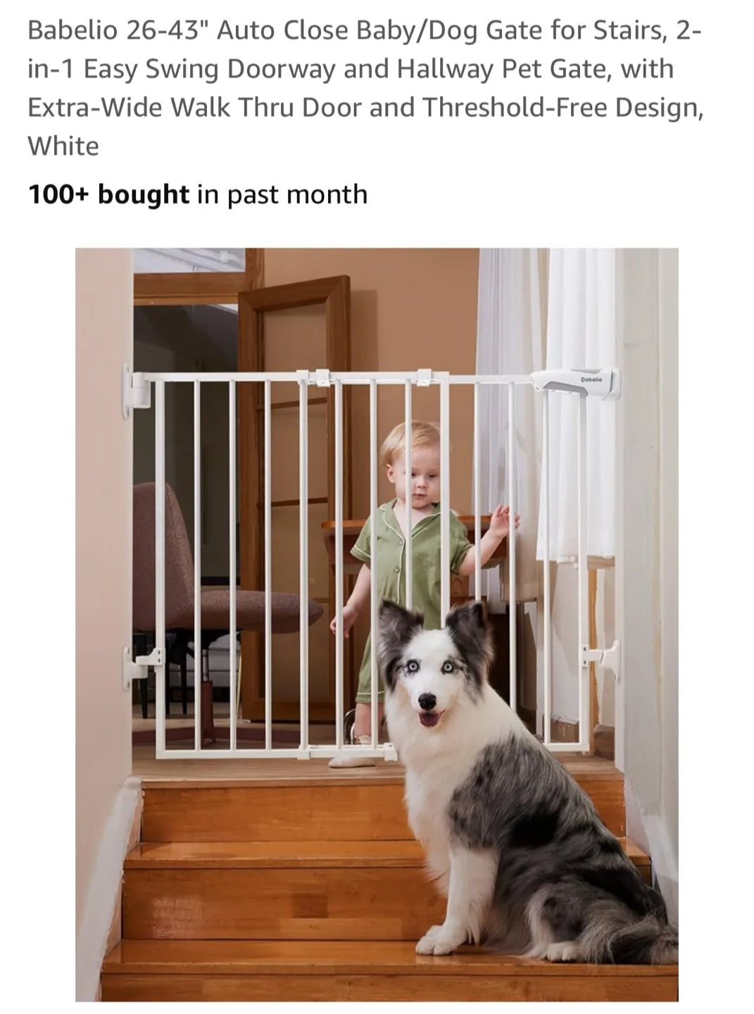 Babelio Auto Close Baby/Dog Gate 26-43" thumbnail