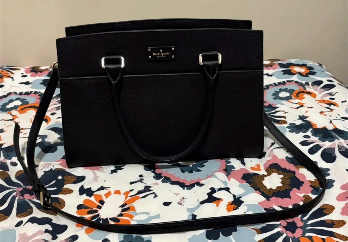 Kate Spade Black Leather Satchel thumbnail