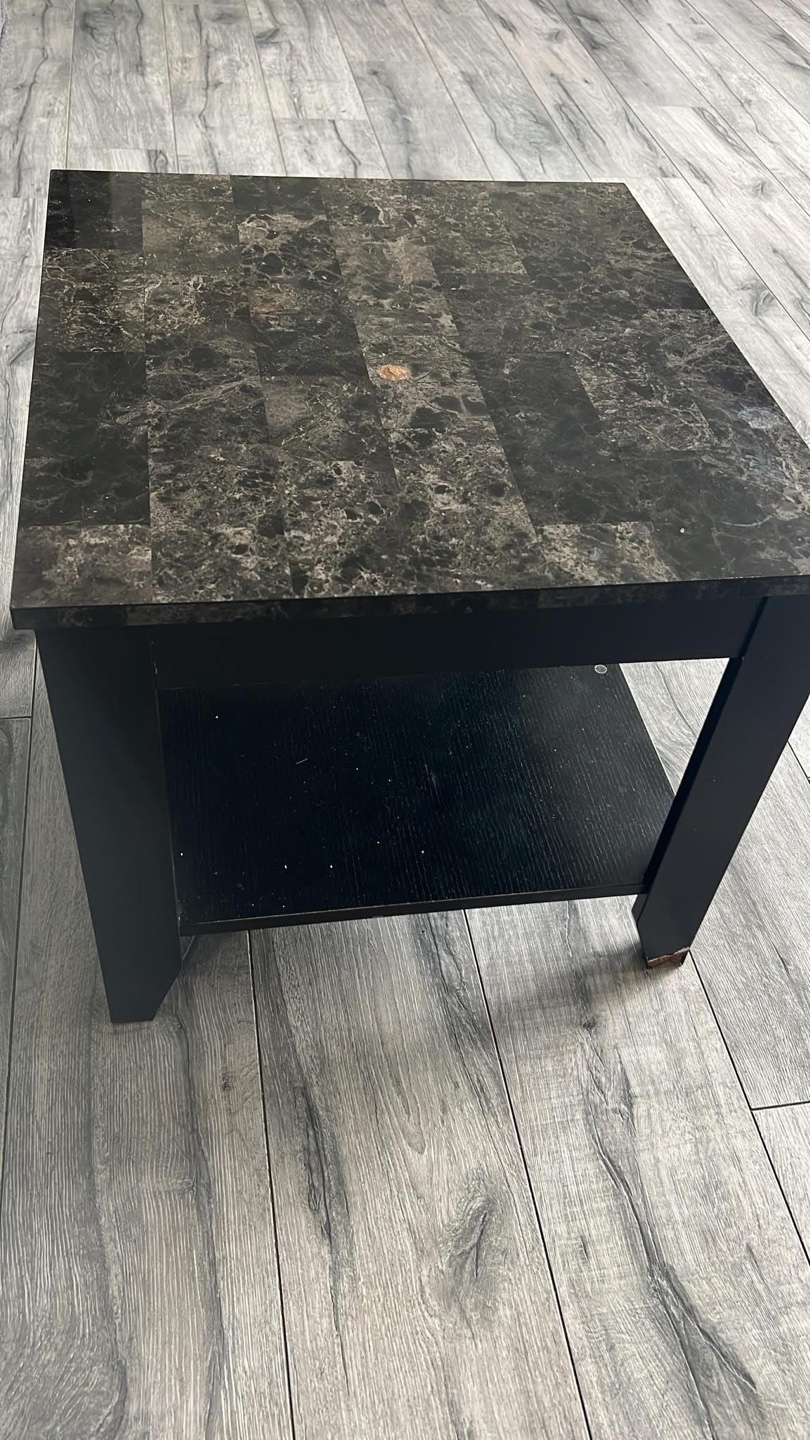 Black Marble Print Top End Table x 2