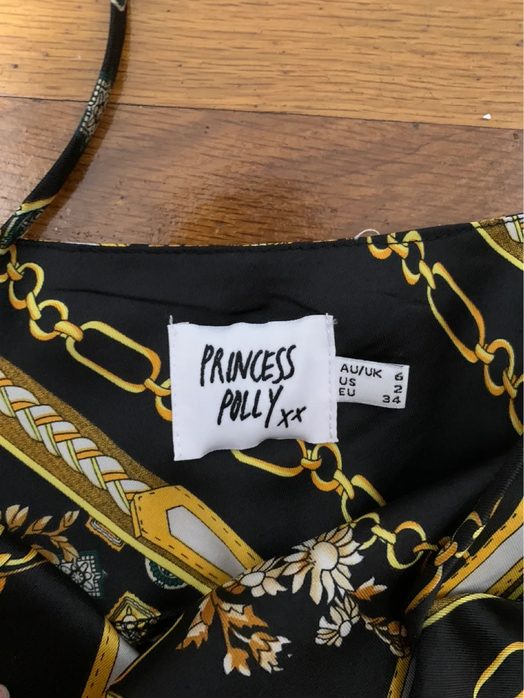 Princess Polly Black Satin Floral Mini Dress - Size 2 image indicator(4)