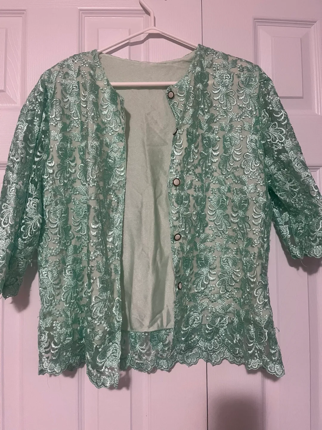 Lace Cardigan - Mint Green medium thumbnail