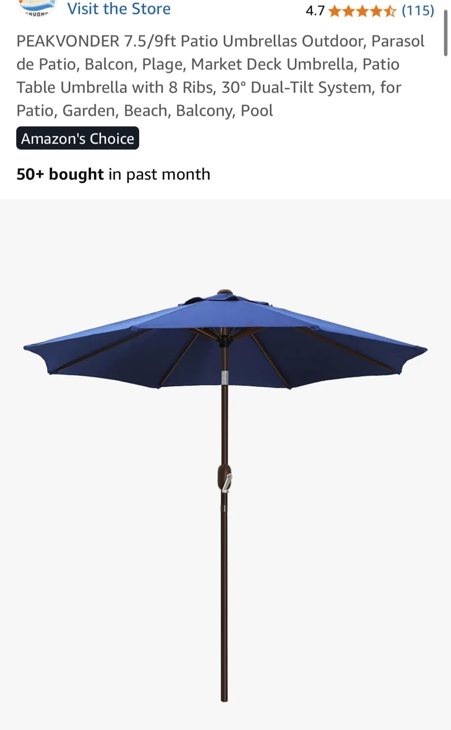 PEAKVONDER 7.5/9ft Patio Umbrella thumbnail