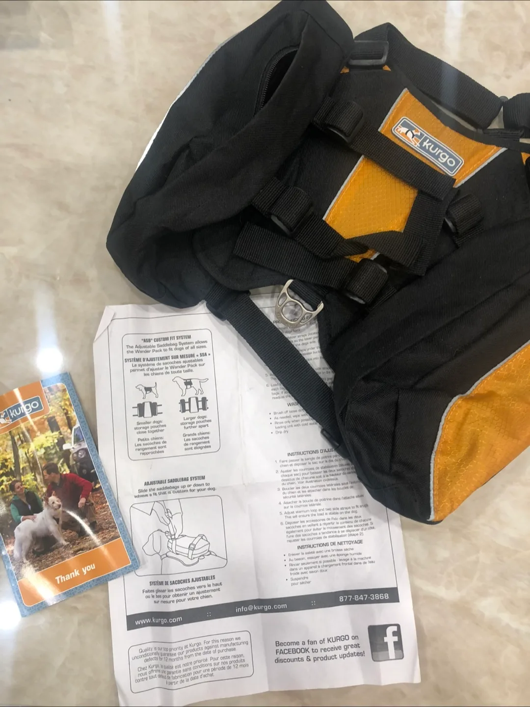NEW Kurgo Dog Backpack fits 16-32” belly (girth) of a dog thumbnail
