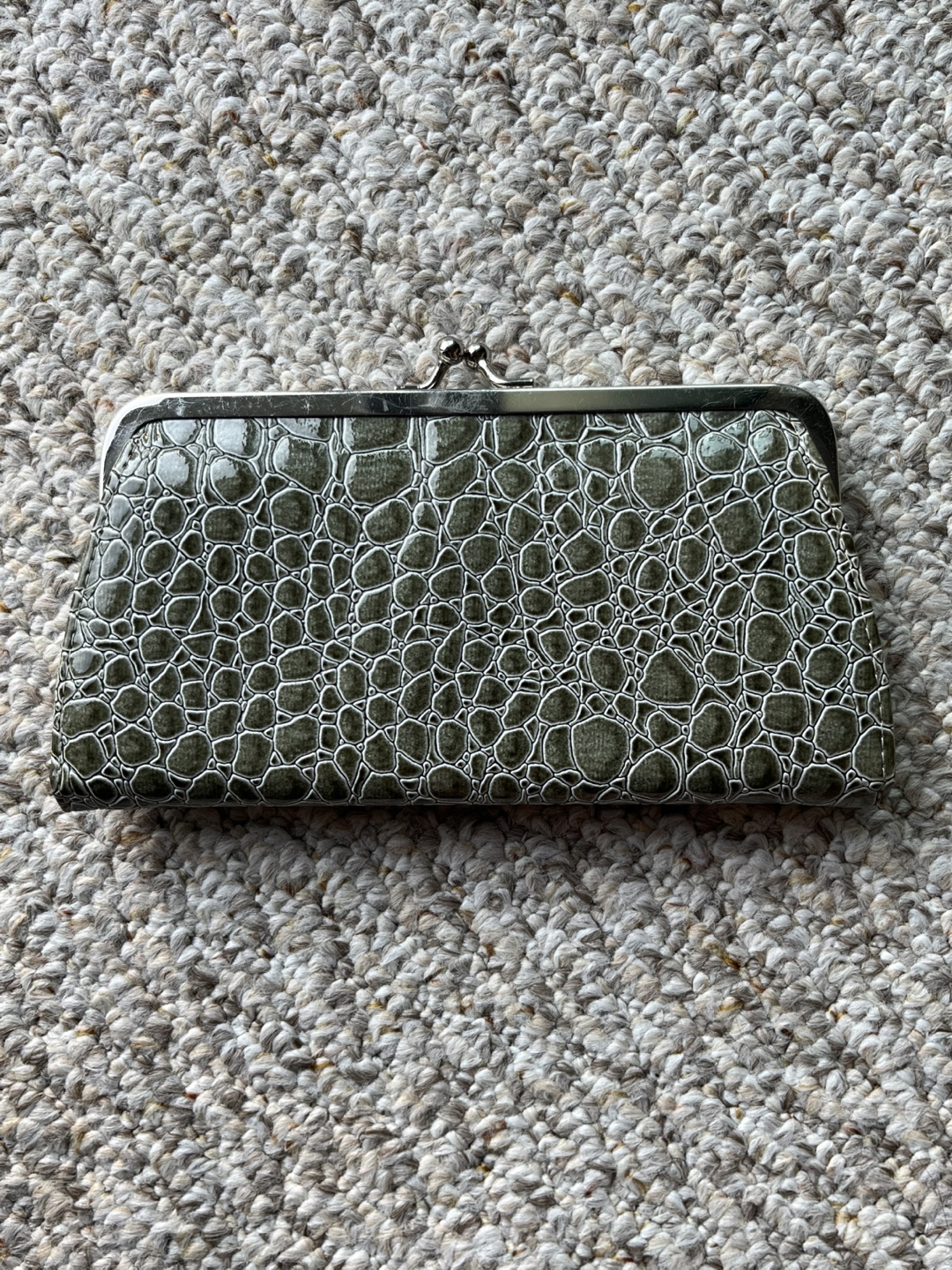 Green Crocodile Print Kisslock Wallet - photo 2