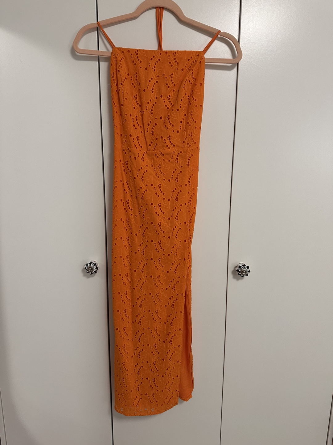 Mango Orange Eyelet Dress - Size M