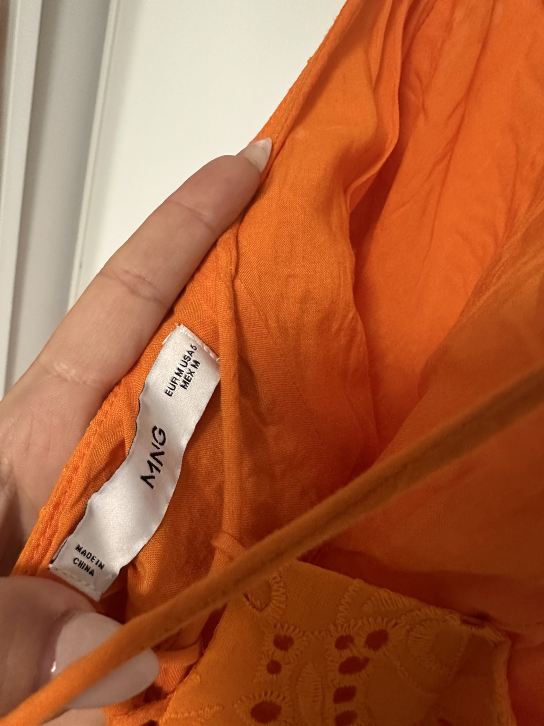 Mango Orange Eyelet Dress - Size M - photo 3