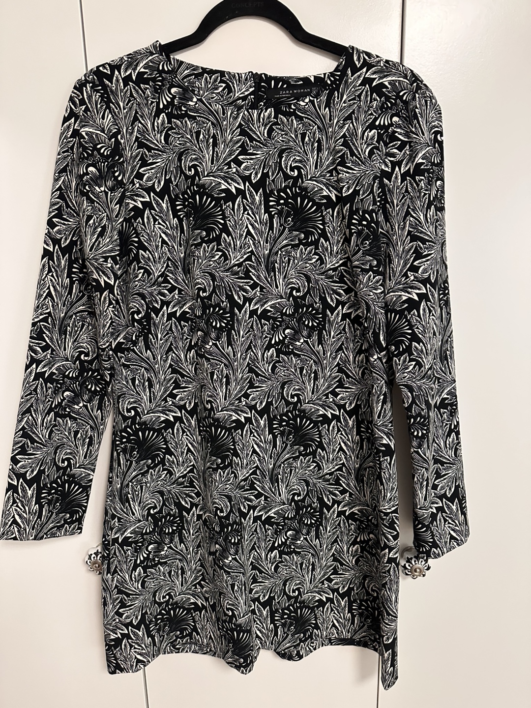 Zara Woman Black & White Floral Dress - Size L - photo 2