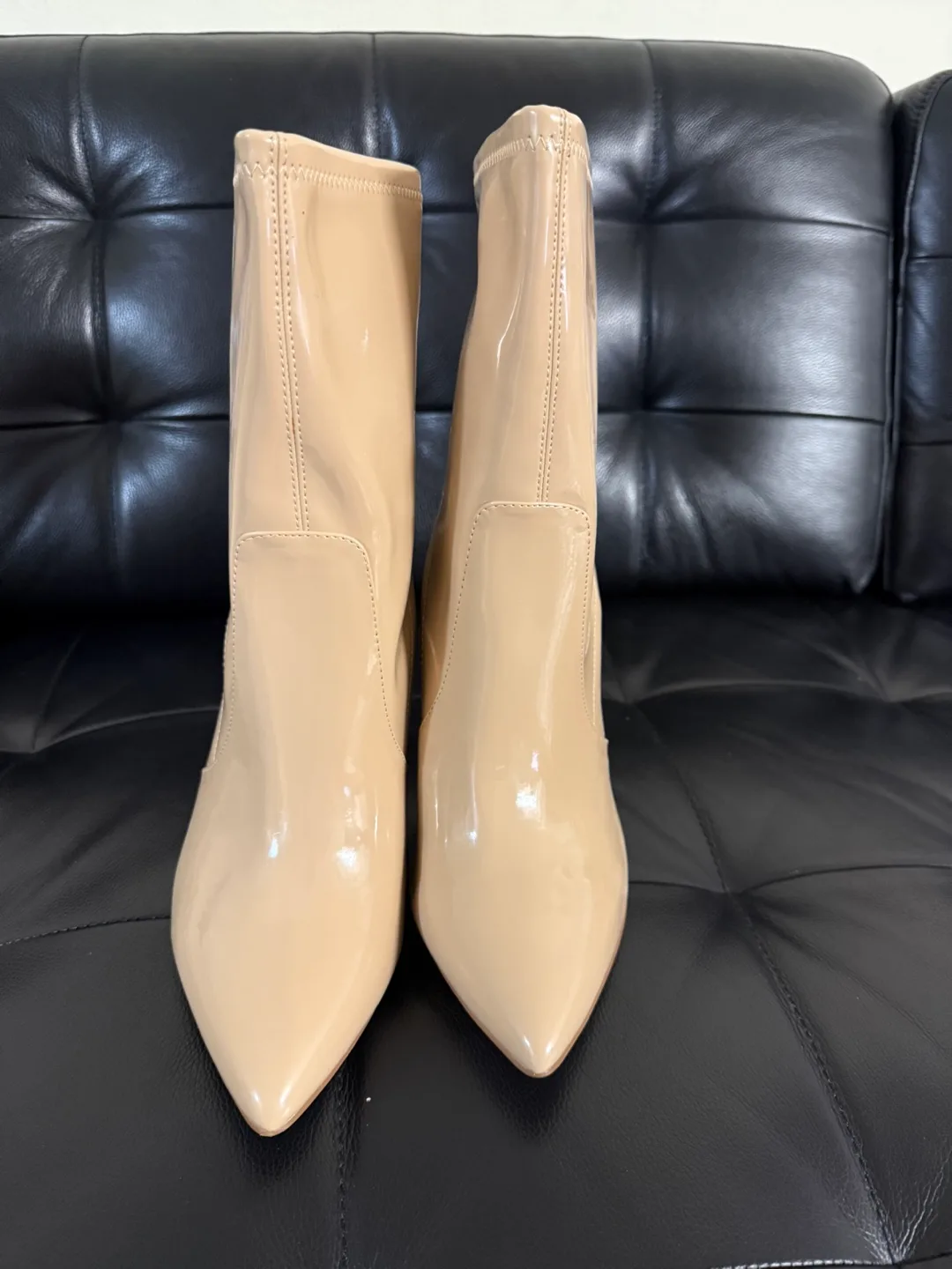 Beige Heeled Ankle Boots, Size 12 us thumbnail