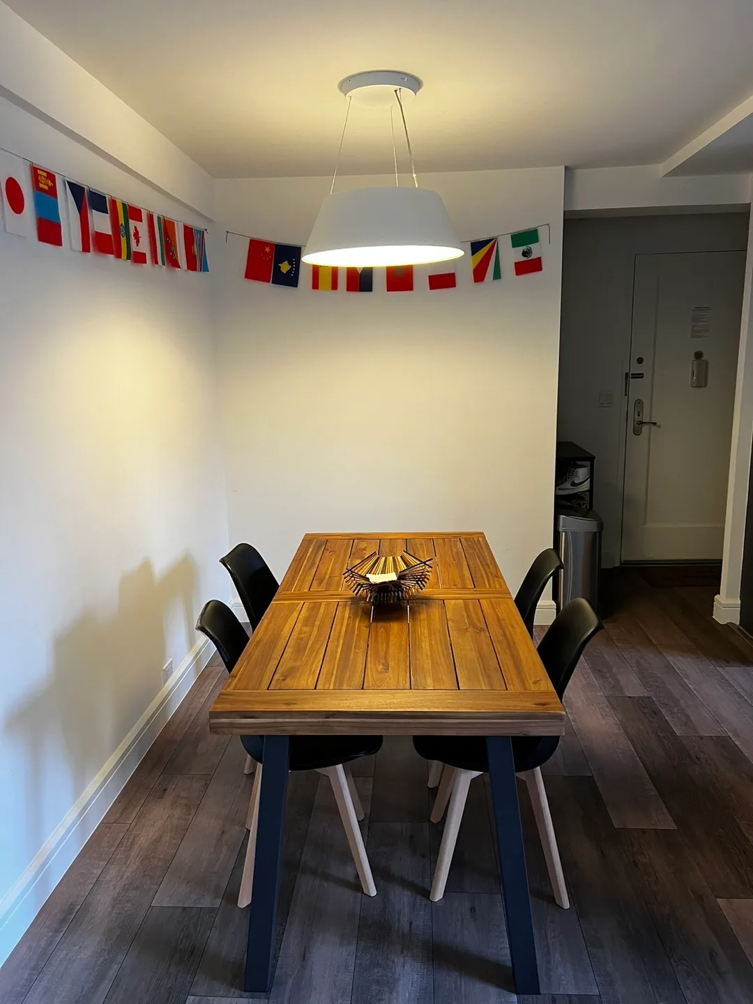 5-Piece Dining Set - Acacia Wood Table + 4 Black Chairs! thumbnail