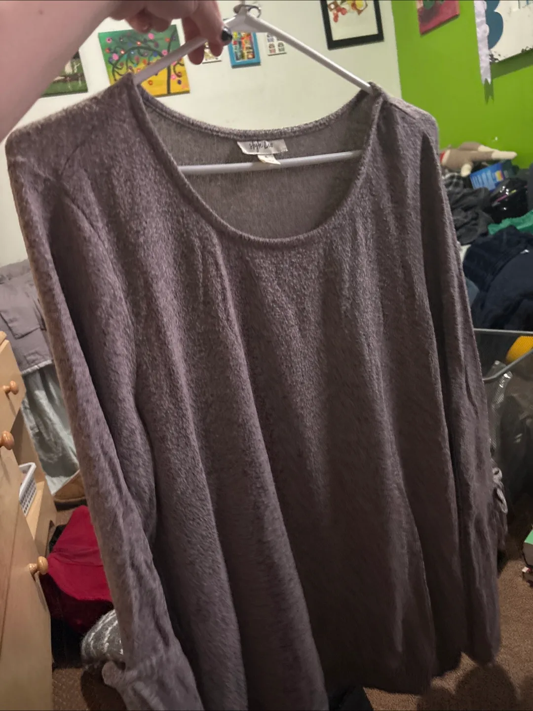 Grey/brown long sleeve blouse thumbnail