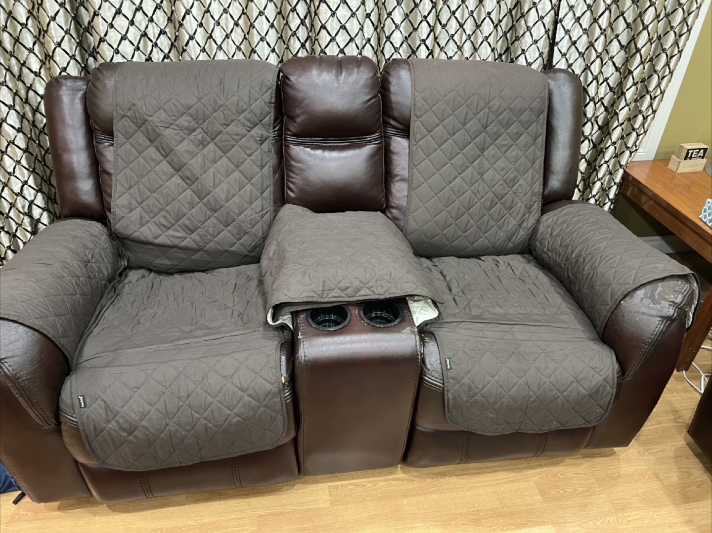 Faux Leather Reclining Sofa & Loveseat with 1 recliner chair