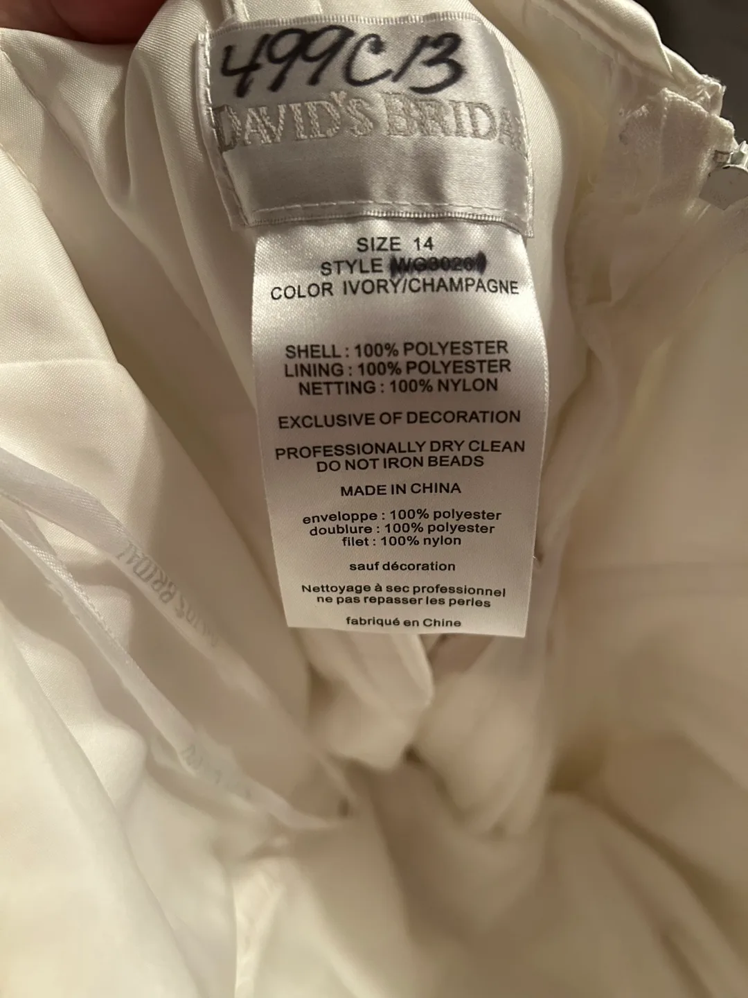 David's Bridal Ivory/Champagne Dress - Size 14 image indicator(3)