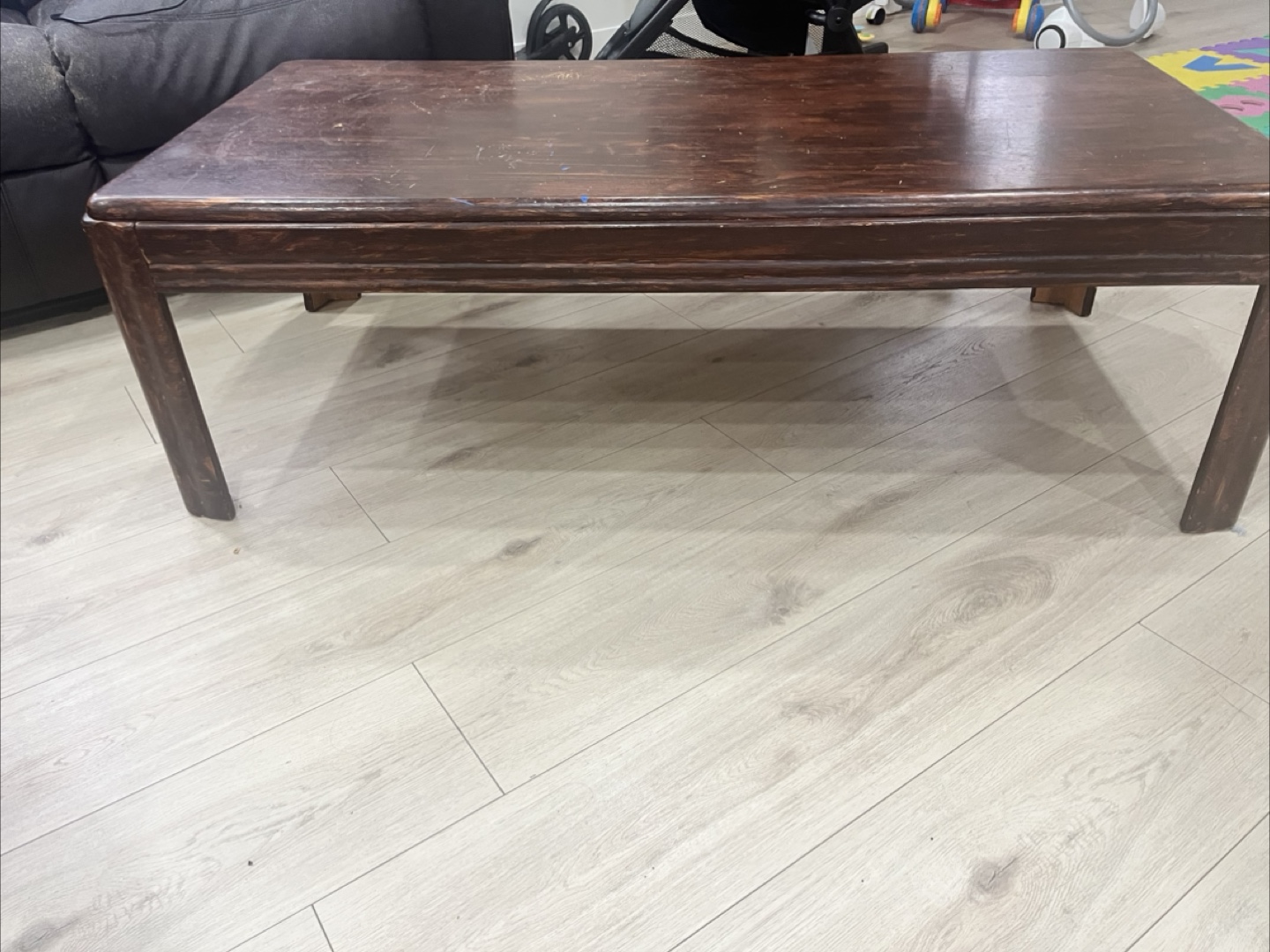 Dark Brown Wooden Coffee Table - photo 2