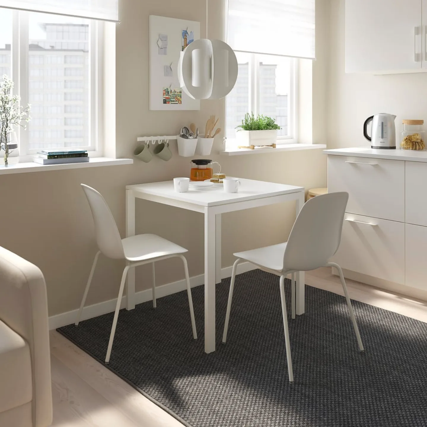 IKEA LERHAMN White Table & 2 Chairs thumbnail