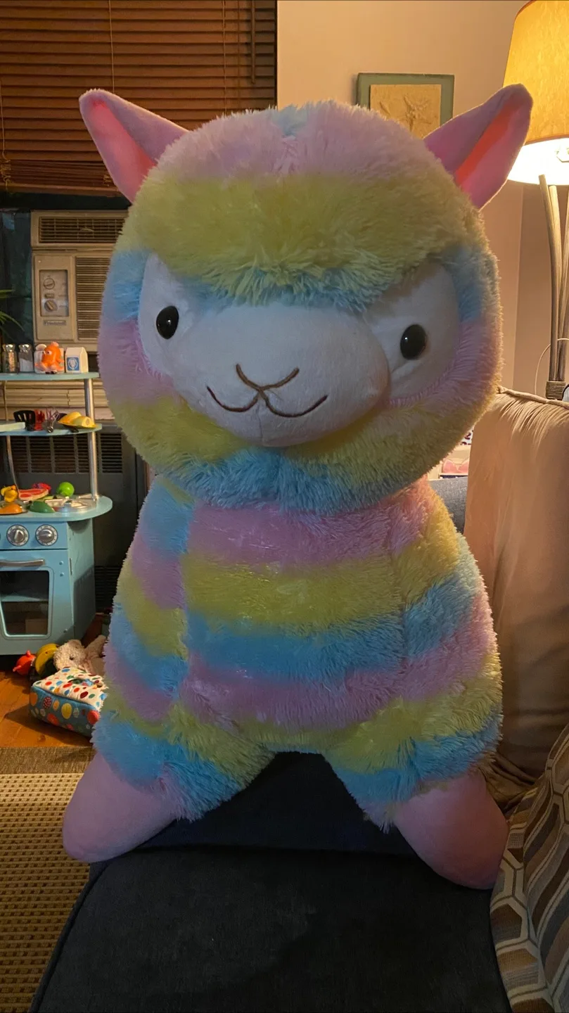Rainbow Striped Alpaca Plush Toy thumbnail