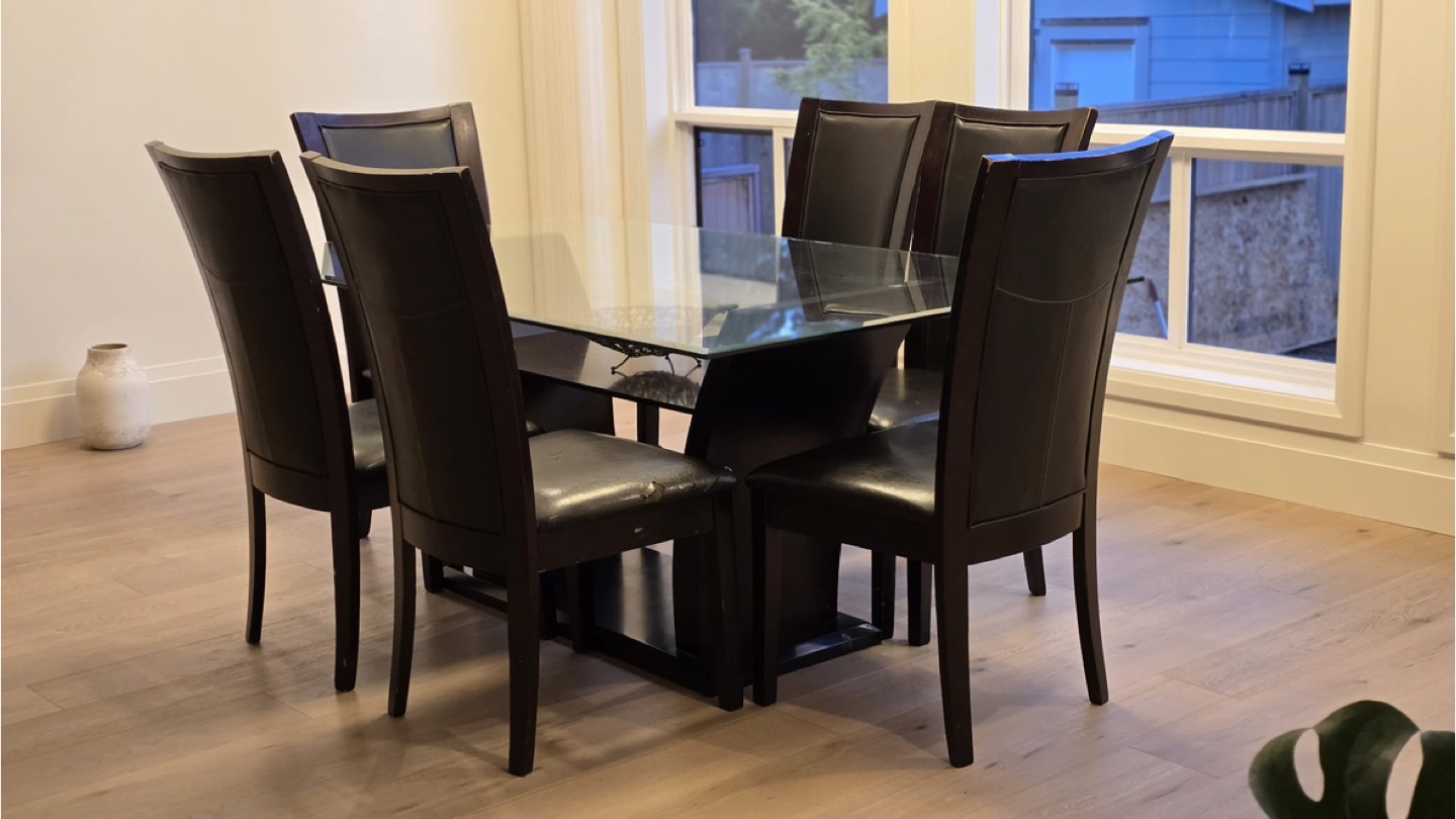 Glass Top Dining Table with 6 Chairs - photo 3