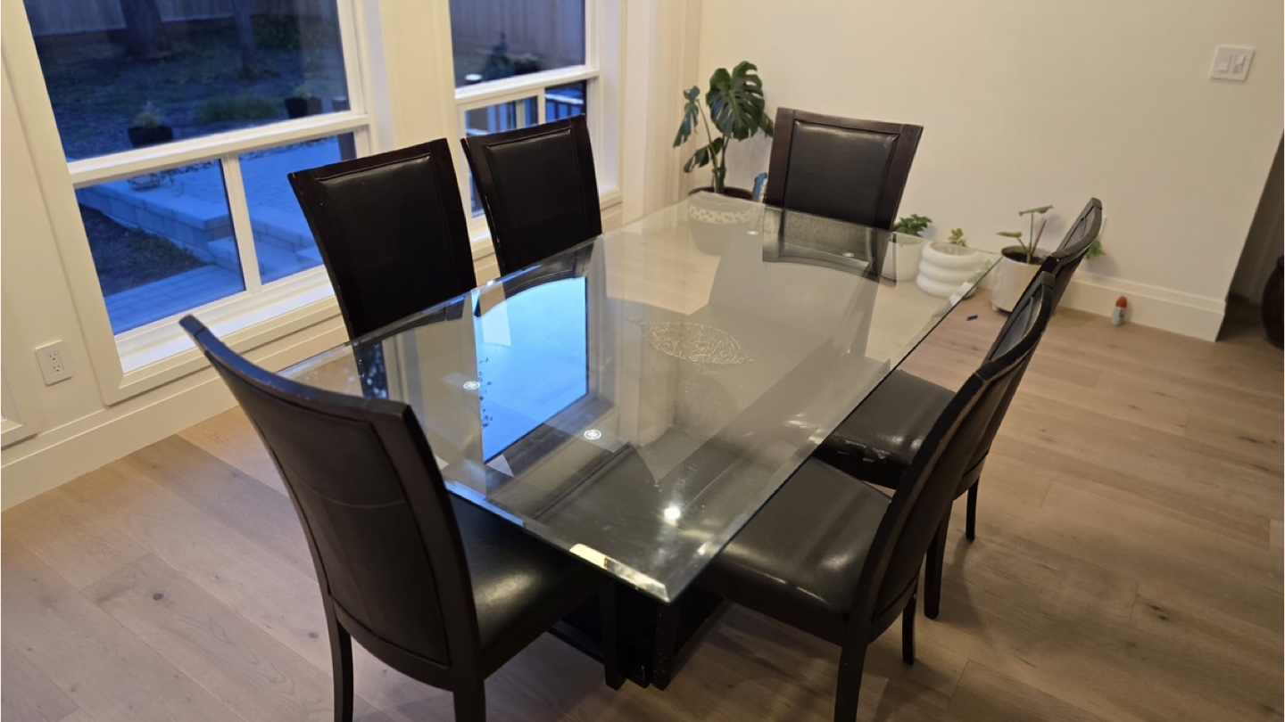 Glass Top Dining Table with 6 Chairs - photo 2