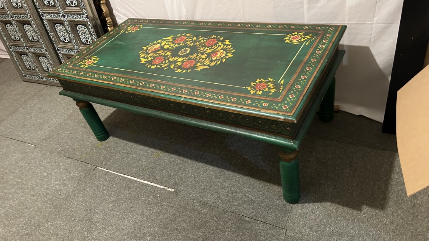 Coffee table wood hand painted Green