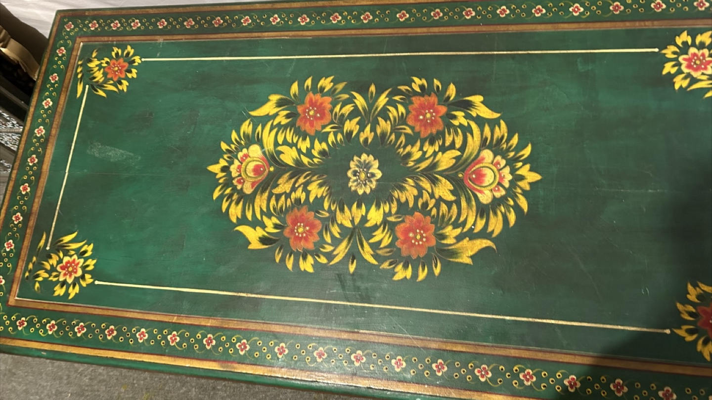 Coffee table wood hand painted Green - photo 4