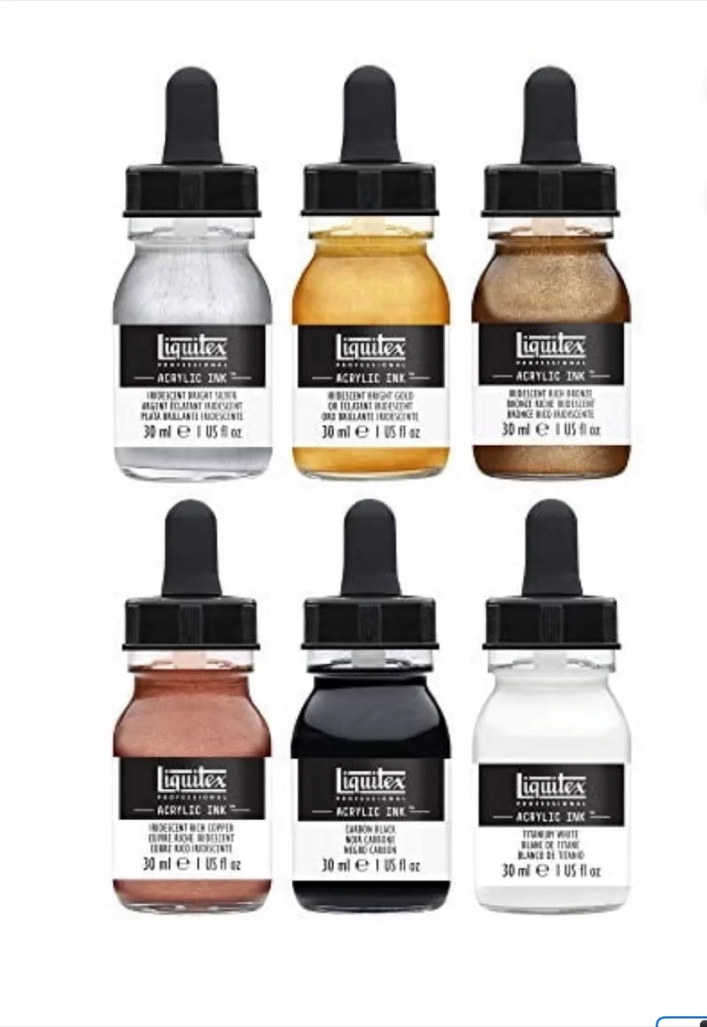 Liquitex Professional Acrylic Ink Metallic Set with brushes image indicator(4)